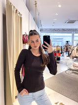 Ribbed Langarm Shirt Braun