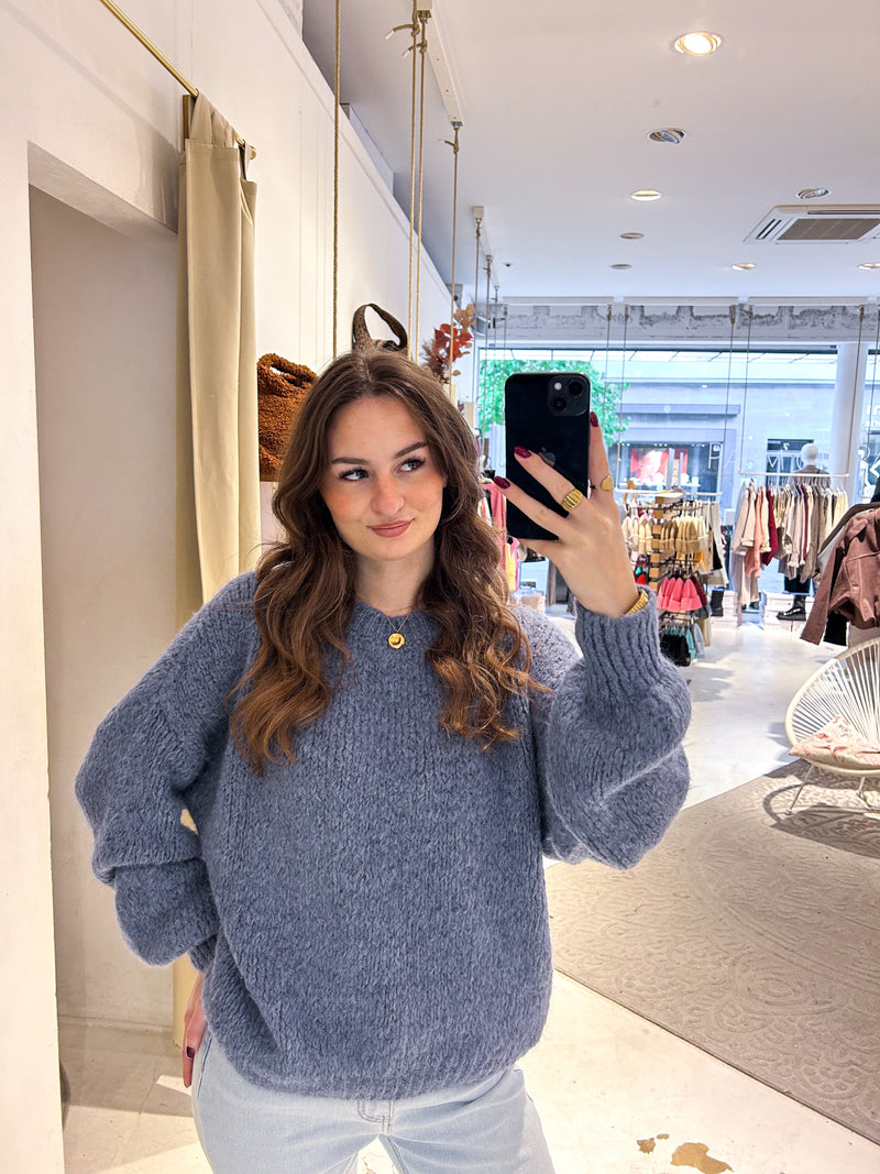 Oversized Strickpullover Taubenblau