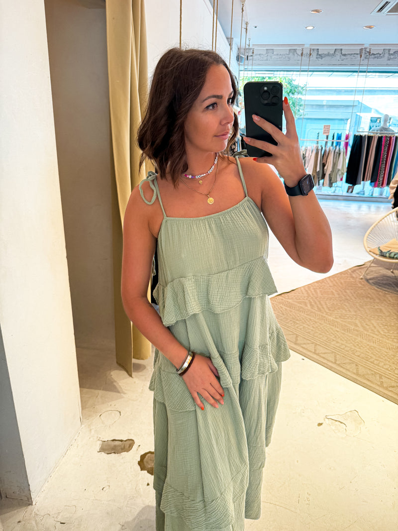 Maxi Waffle Kleid Olive