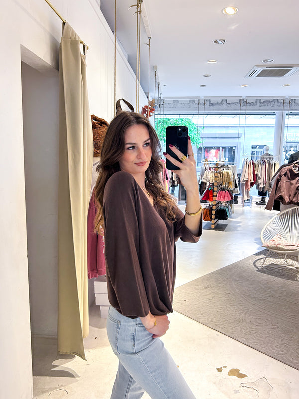 Dünner Strickpullover Braun