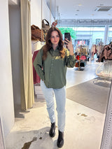 Kurze Silky Bluse Olive