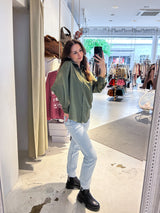 Kurze Silky Bluse Olive