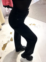 Wide Leg Jeans mit Steinchen Schwarz