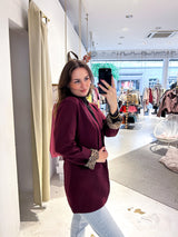 Oversized Blazer mit Leomuster Weinrot