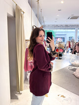 Oversized Blazer mit Leomuster Weinrot
