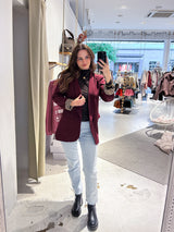 Oversized Blazer mit Leomuster Weinrot