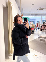 Kurze Puffer Winterjacke Schwarz