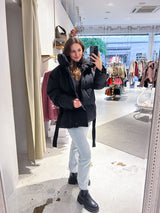 Kurze Puffer Winterjacke Schwarz