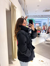 Kurze Puffer Winterjacke Schwarz