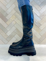 Hohe Stiefel mit Plateau Schwarz