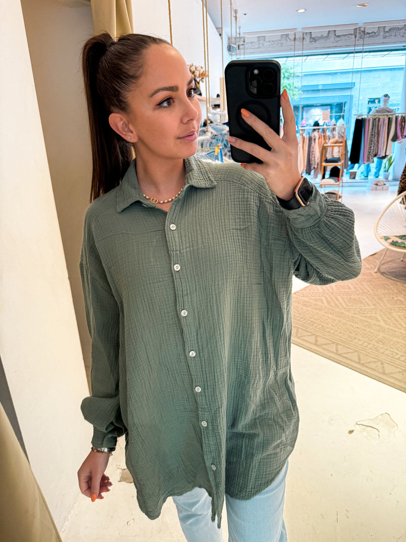 Waffle Bluse Olive