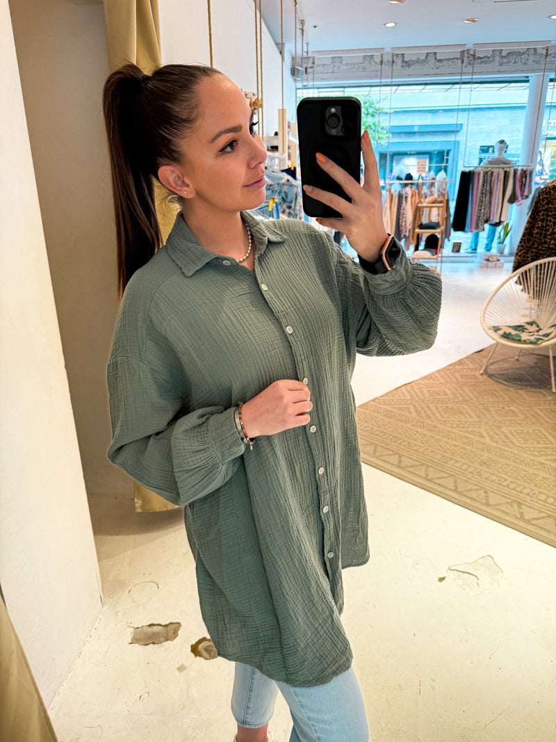 Waffle Bluse Olive