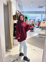 Oversized Strickpullover mit Stehkragen Weinrot