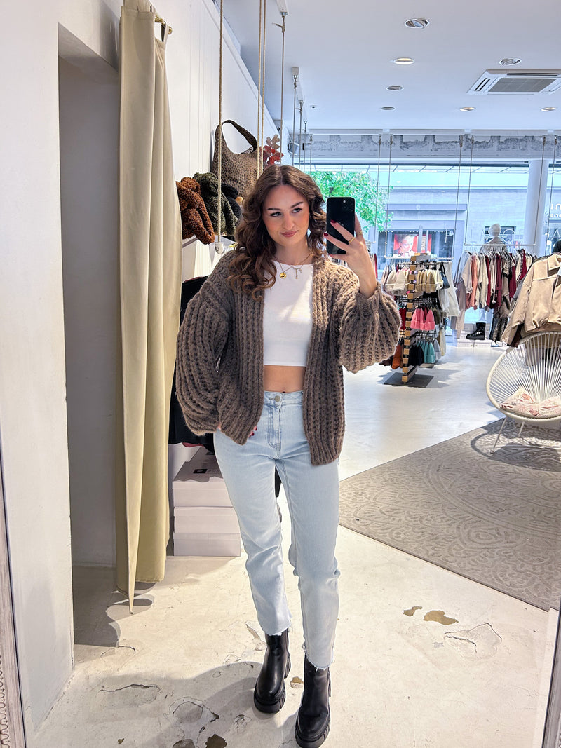 Grobe Strickjacke Braun