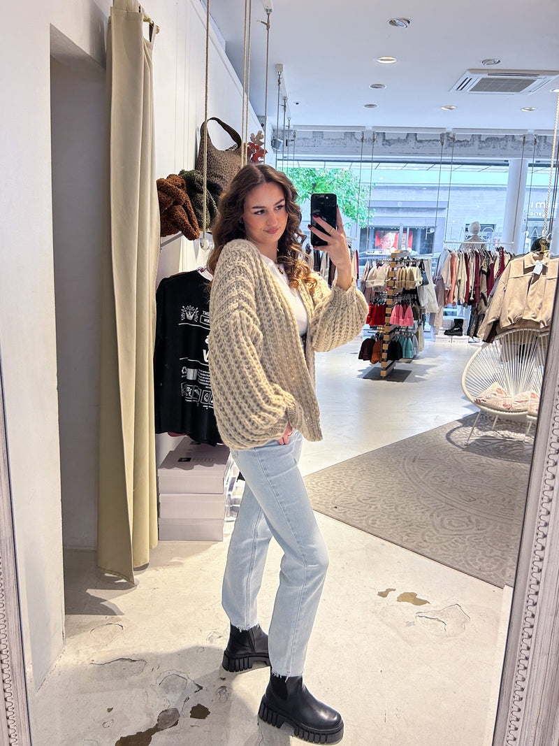 Grobe Strickjacke Taupe