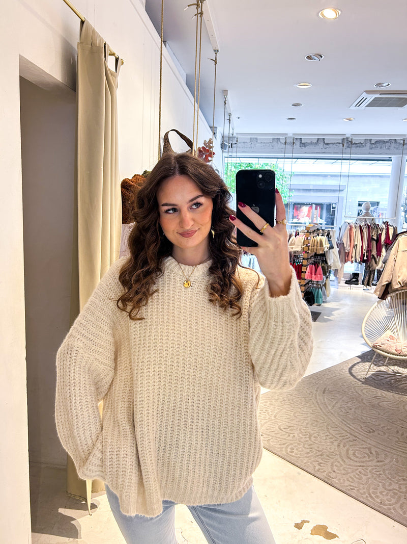 Grober Strickpullover Beige