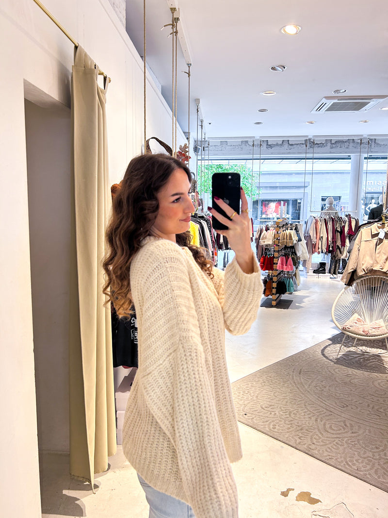 Grober Strickpullover Beige