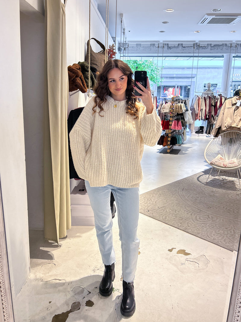 Grober Strickpullover Beige