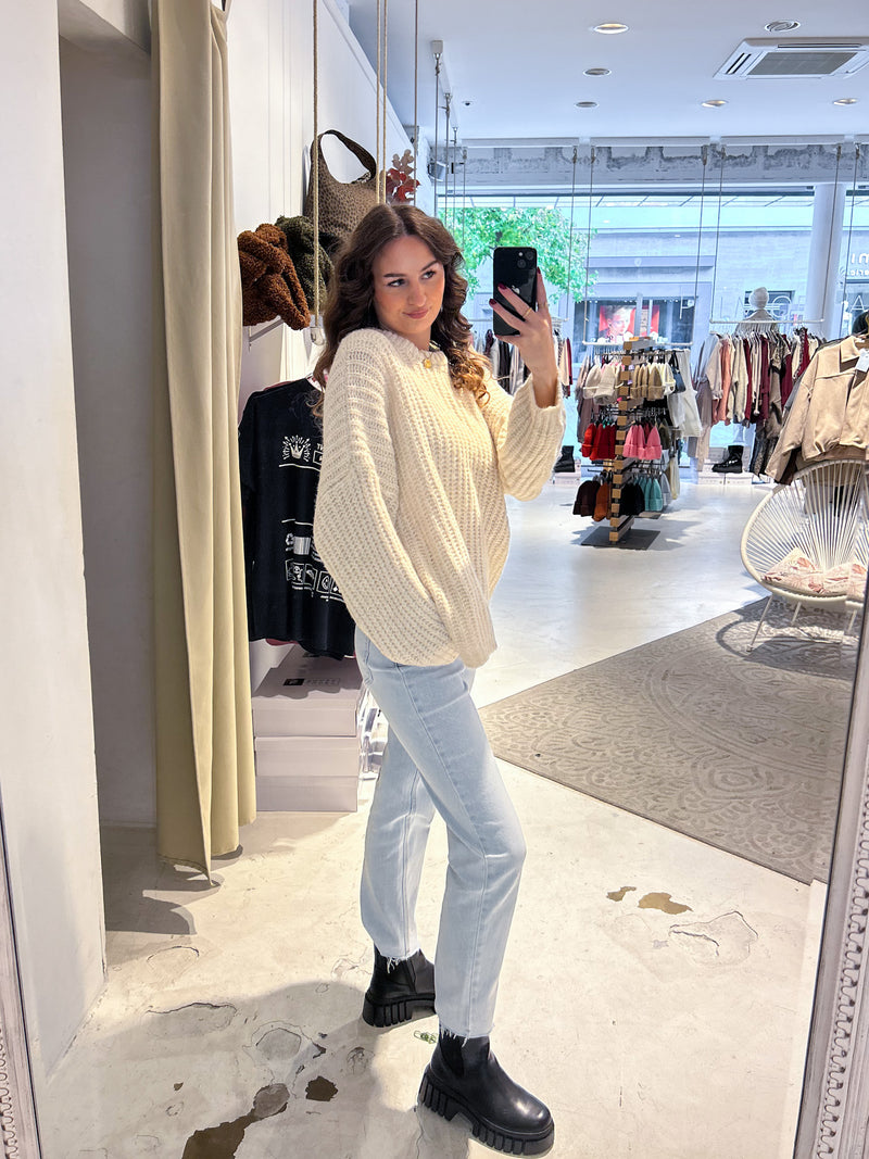 Grober Strickpullover Beige