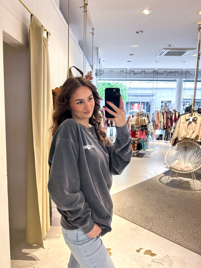 Cat Mum Crew Neck Dunkelgrau