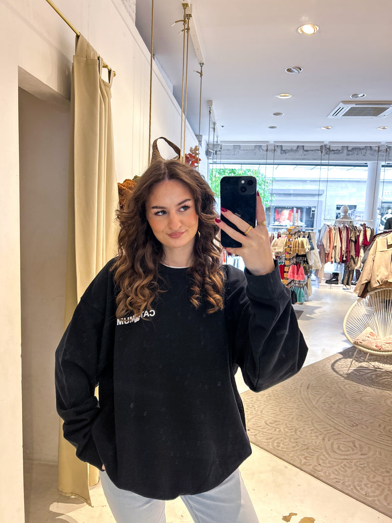 Cat Mum Crew Neck Schwarz
