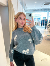 Oversized Strickpullover mit Schleifen Dunkelgrau