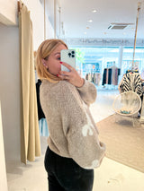 Oversized Strickpullover mit Schleifen Taupe