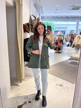 Oversized Blazer mit Leomuster Olive
