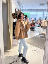 Kurzer Oversized Mantel Camel