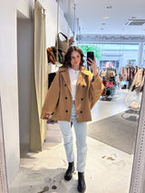 Kurzer Oversized Mantel Camel