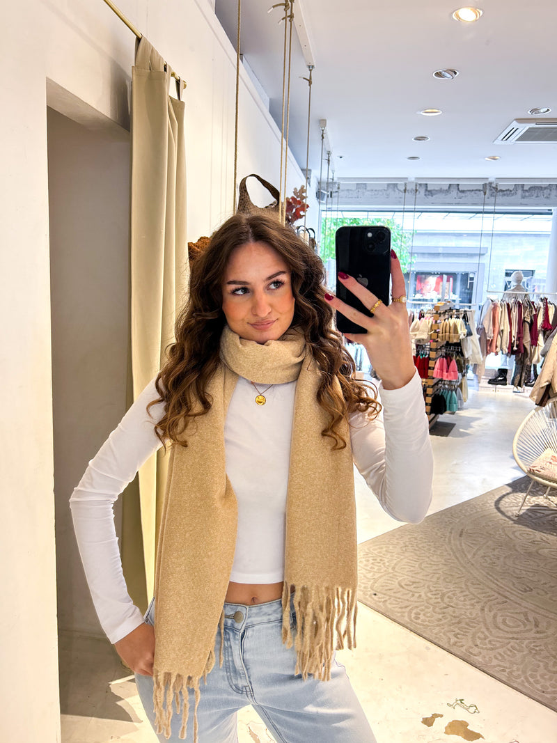 Schal mit Fransen Beige