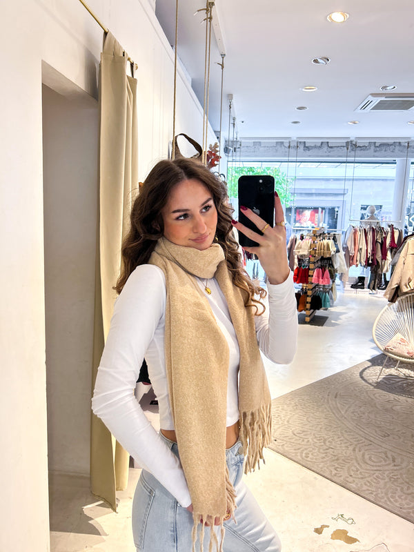 Schal mit Fransen Beige