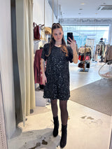 Kurzarm Kleid mit Pailletten Schwarz