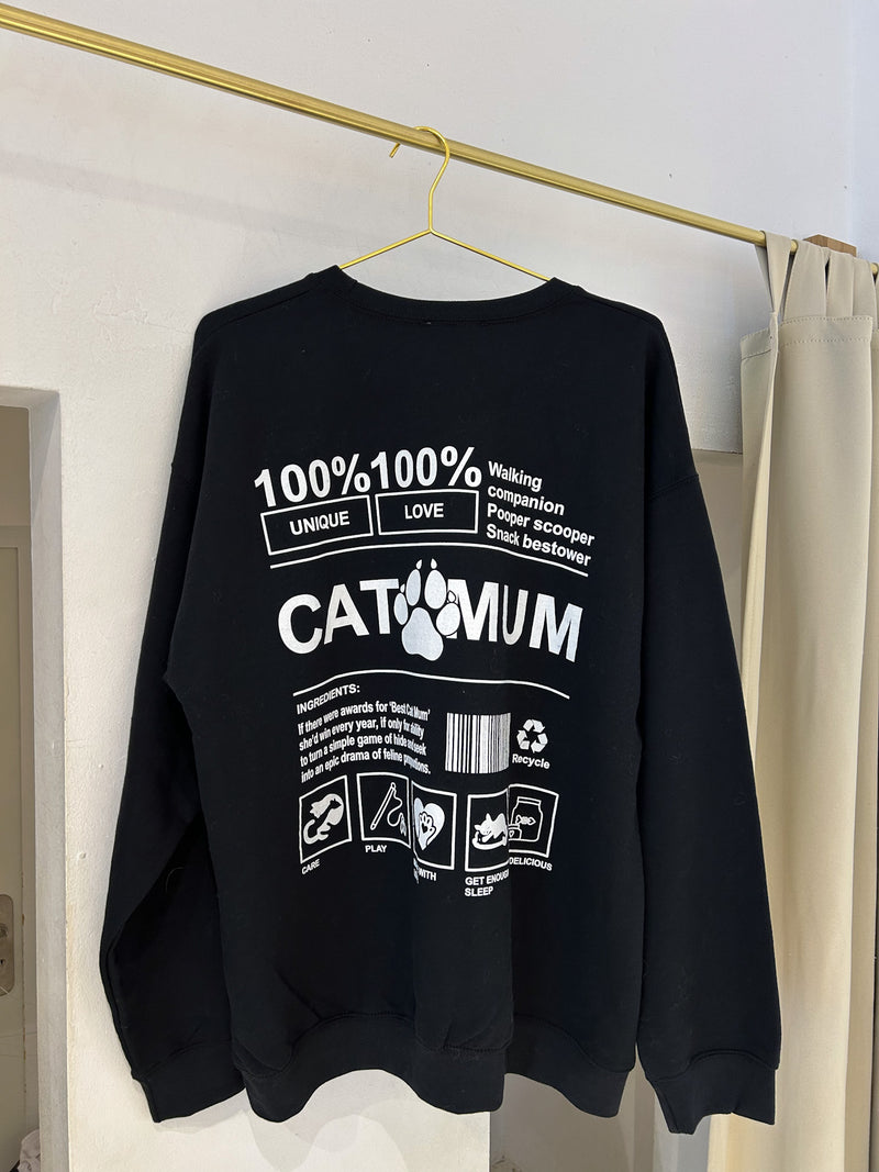 Cat Mum Crew Neck Schwarz