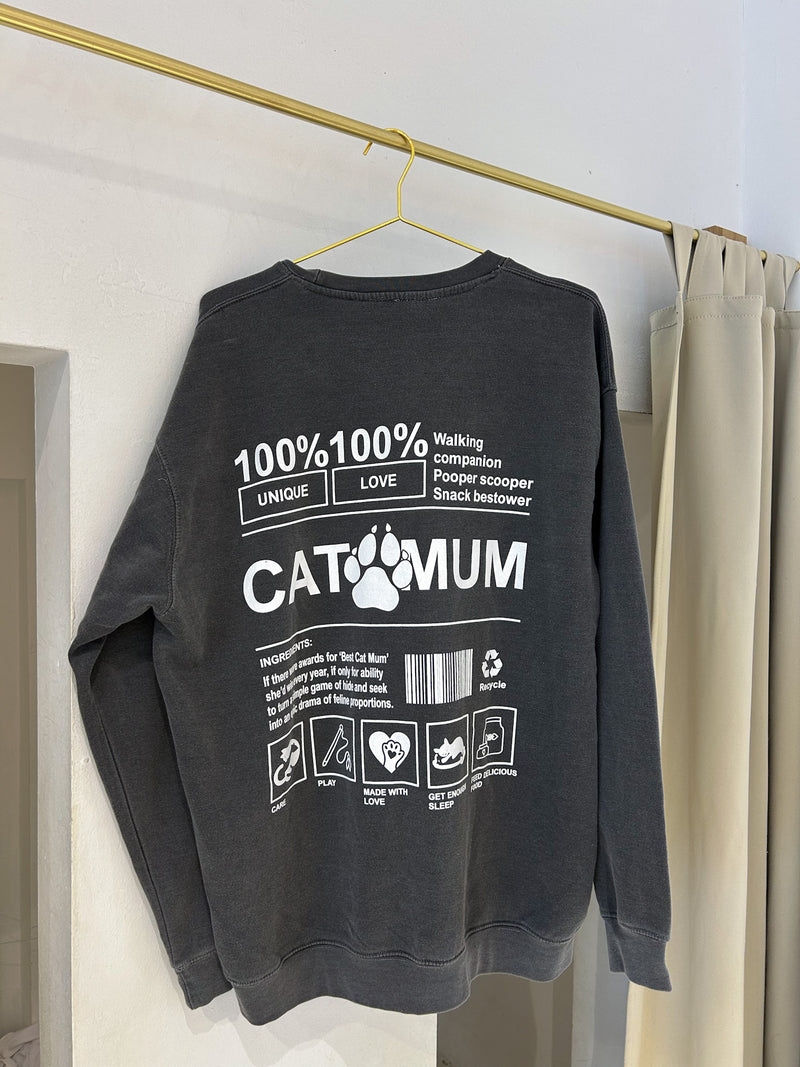 Cat Mum Crew Neck Dunkelgrau