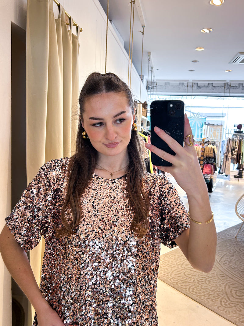 Kleid mit Pailletten Rose