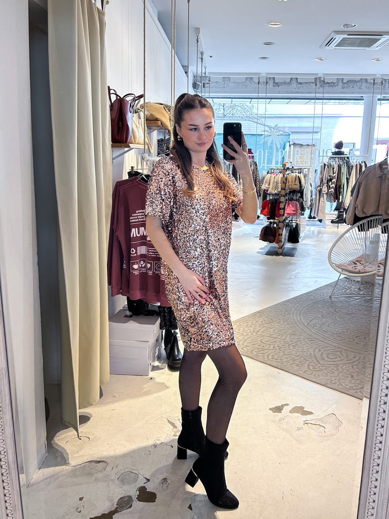 Kleid mit Pailletten Rose