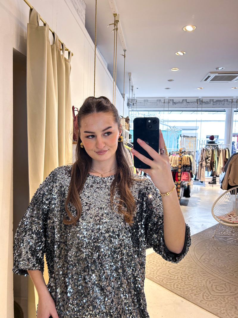 Kleid mit Pailletten Silber