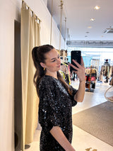 Kleid mit Pailletten Schwarz