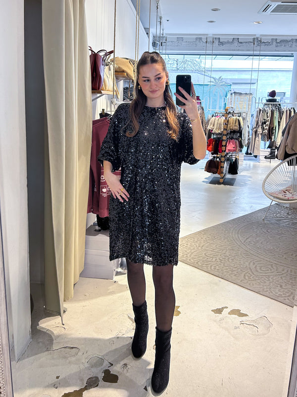 Kleid mit Pailletten Schwarz