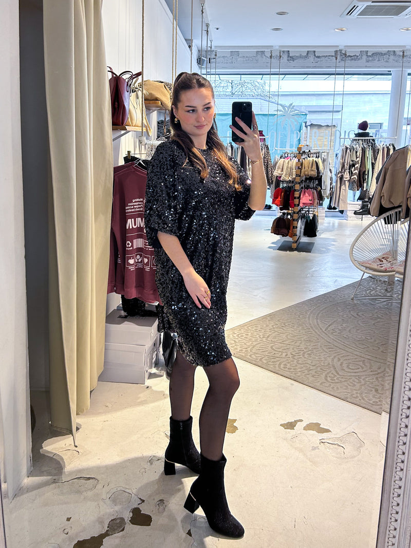 Kleid mit Pailletten Schwarz