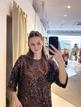Kleid mit Pailletten Braun
