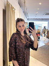 Kleid mit Pailletten Braun