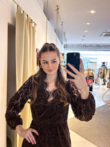 Langarm Spitzenkleid Braun