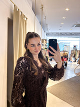 Langarm Spitzenkleid Braun