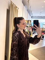 Langarm Spitzenkleid Braun