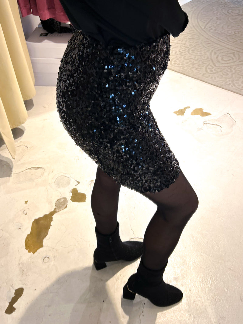 Kurzer Rock mit Pailletten Schwarz