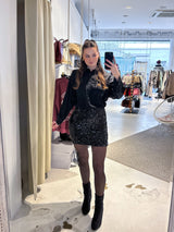 Kurzer Rock mit Pailletten Schwarz