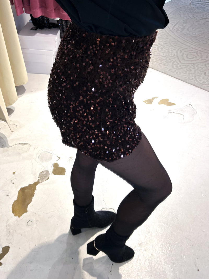 Hosenrock mit Pailletten Braun