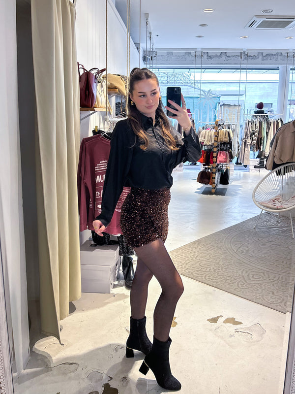 Hosenrock mit Pailletten Braun